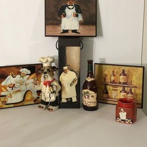 Sold as a lot! Kitchen Decor Set of 6 items! *** red square decor not included**